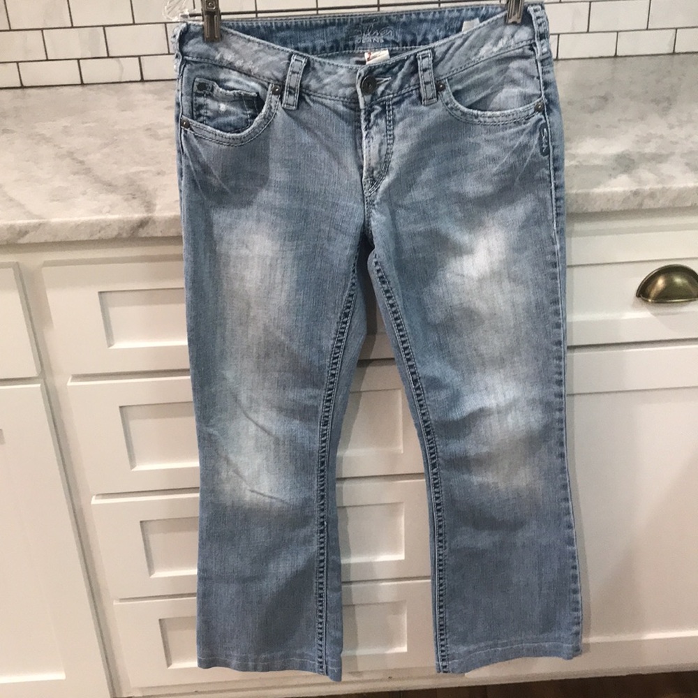 Silver Boot Cut Jeans Womens 29 Vintage Lightwash Denim Bohemian Western Cowgirl